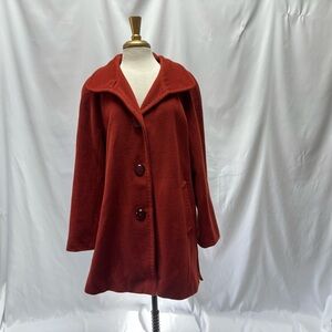 Ellen Tracy Women's Rich Red-Orange Pea Coat